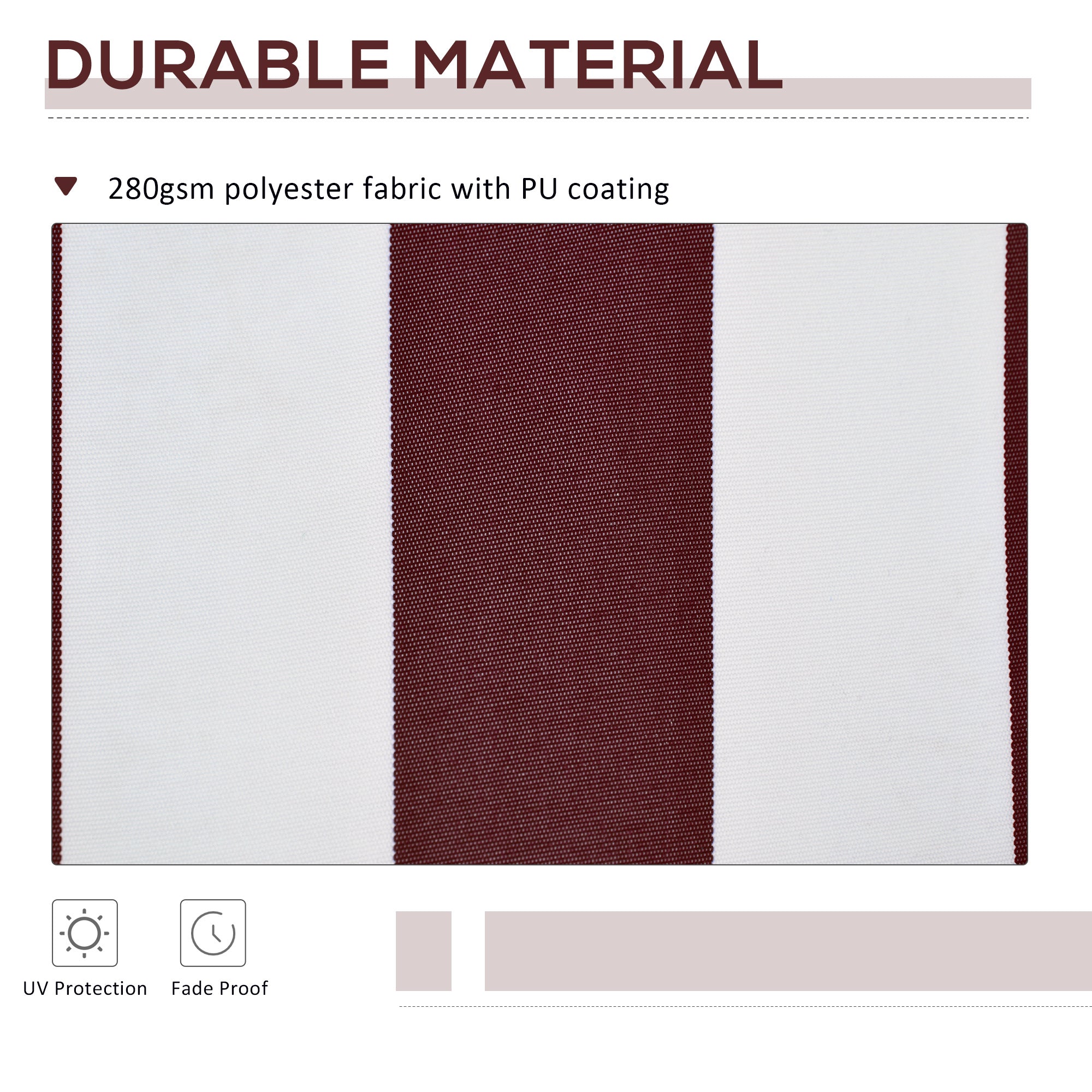 9' x 8' Outdoor Sunshade Canopy Awning Cover, Retractable Awning Fabric Replacement, UV Protection, Red and White Awning Fabric Replacement at Gallery Canada