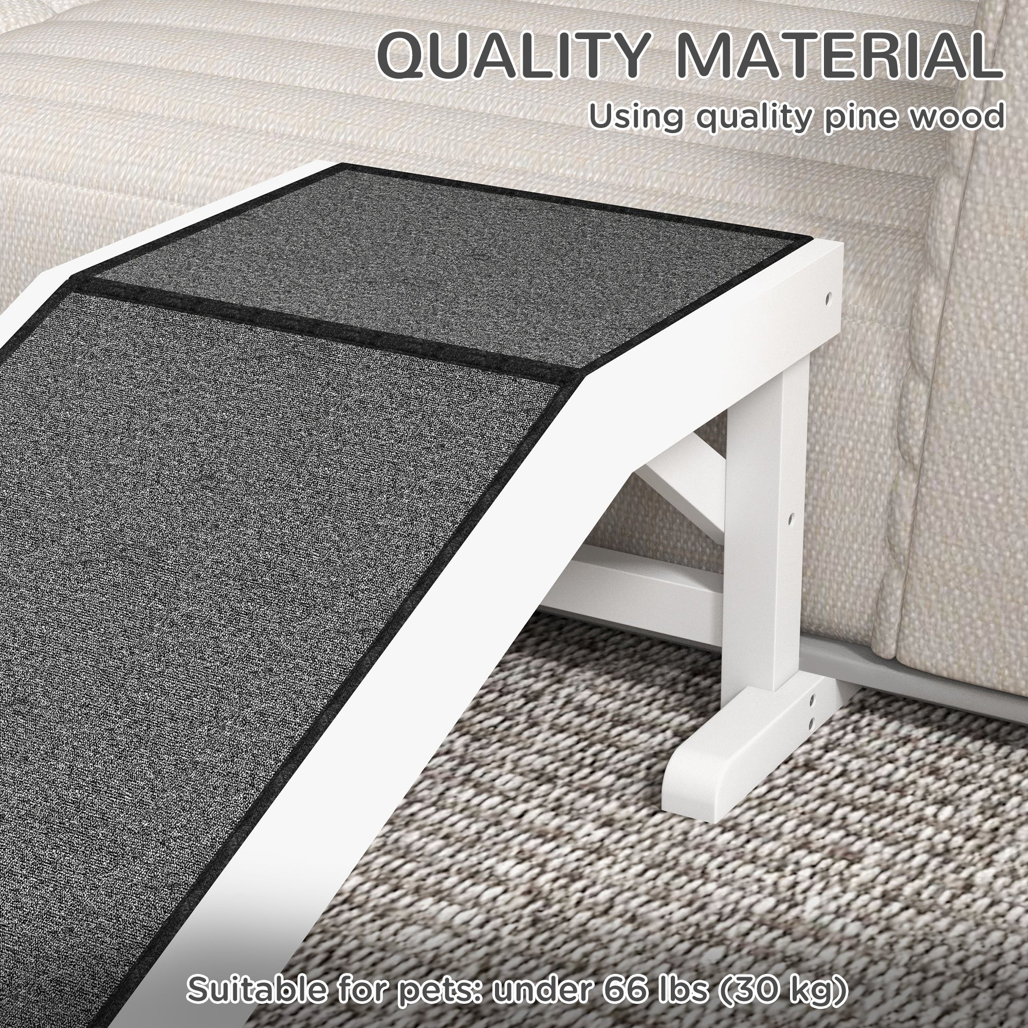 Pet Ramp, Bed Steps for Dogs Cats with Non-slip Carpet, 49