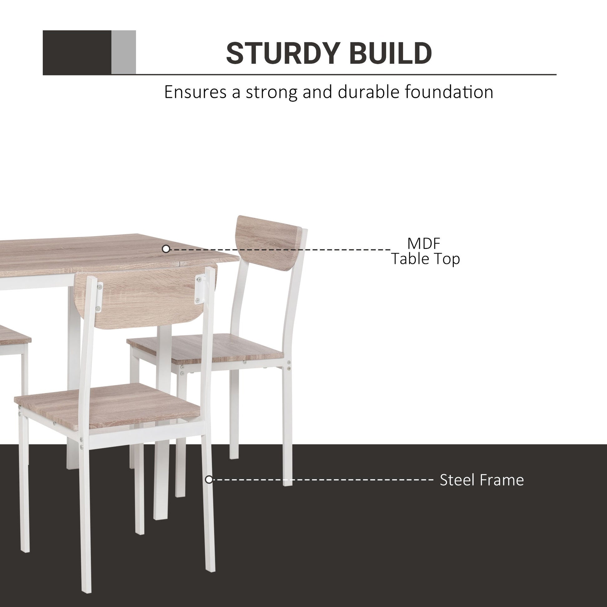 Dining Table Set for 4, Drop Leaf Kitchen Table and Chairs, Extendable Dining Room Table Bar Sets   at Gallery Canada