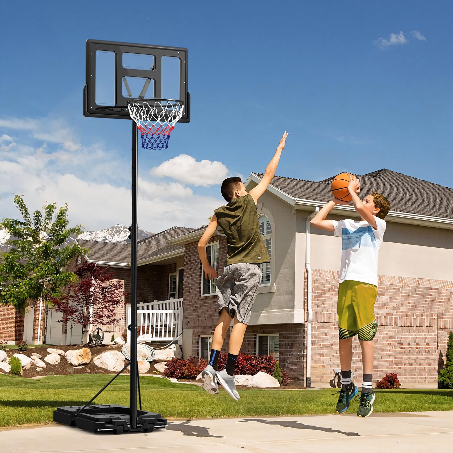 Basketball Hoop Outdoor, 7.5-10ft Portable Basketball Goal with Wheels and 43" Backboard, for Teenagers Youth Adults Basketball Black  at Gallery Canada