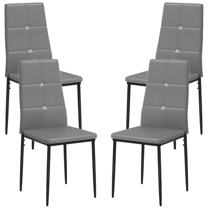 Set of 4 Modern Button Tufted High Back Dining Chairs with Steel Legs, Grey Bar Stools   at Gallery Canada