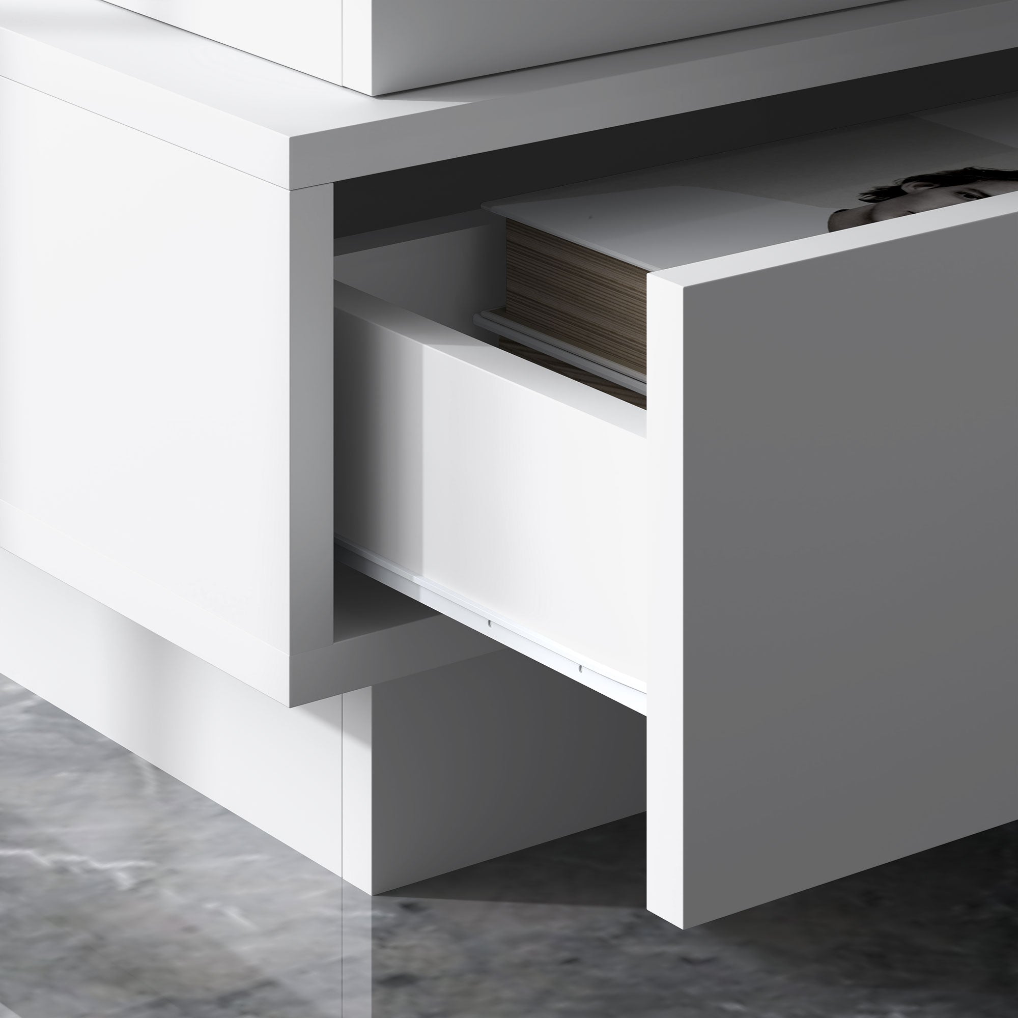 Bedside Table with Charging Station and LED Light Modern Nightstand with USB Ports AC Outlets Drawers Remote, White Bedside Tables at Gallery Canada