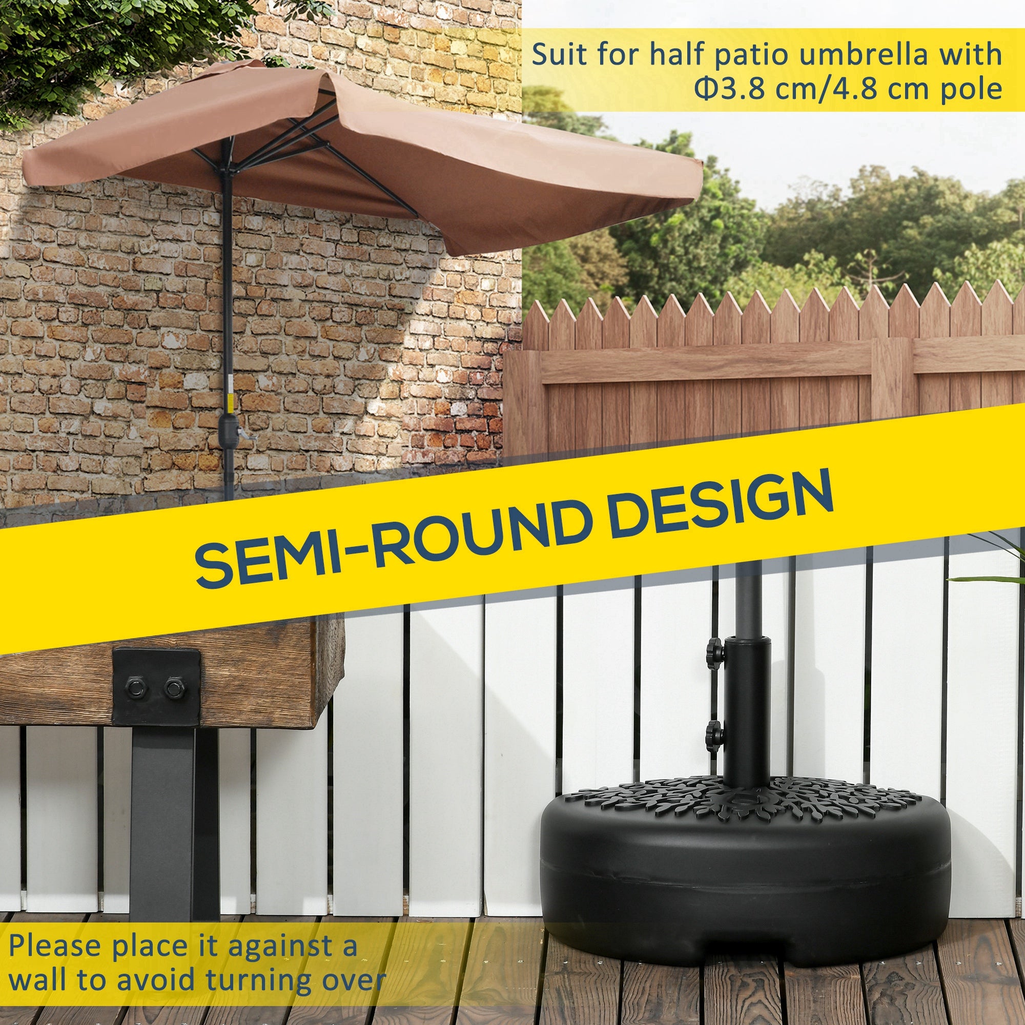 Half Round Umbrella Base, Sand or Water Filled Half Patio Umbrella Stand Holder 40lb Water or 46lb Sand, Black Umbrella Bases at Gallery Canada