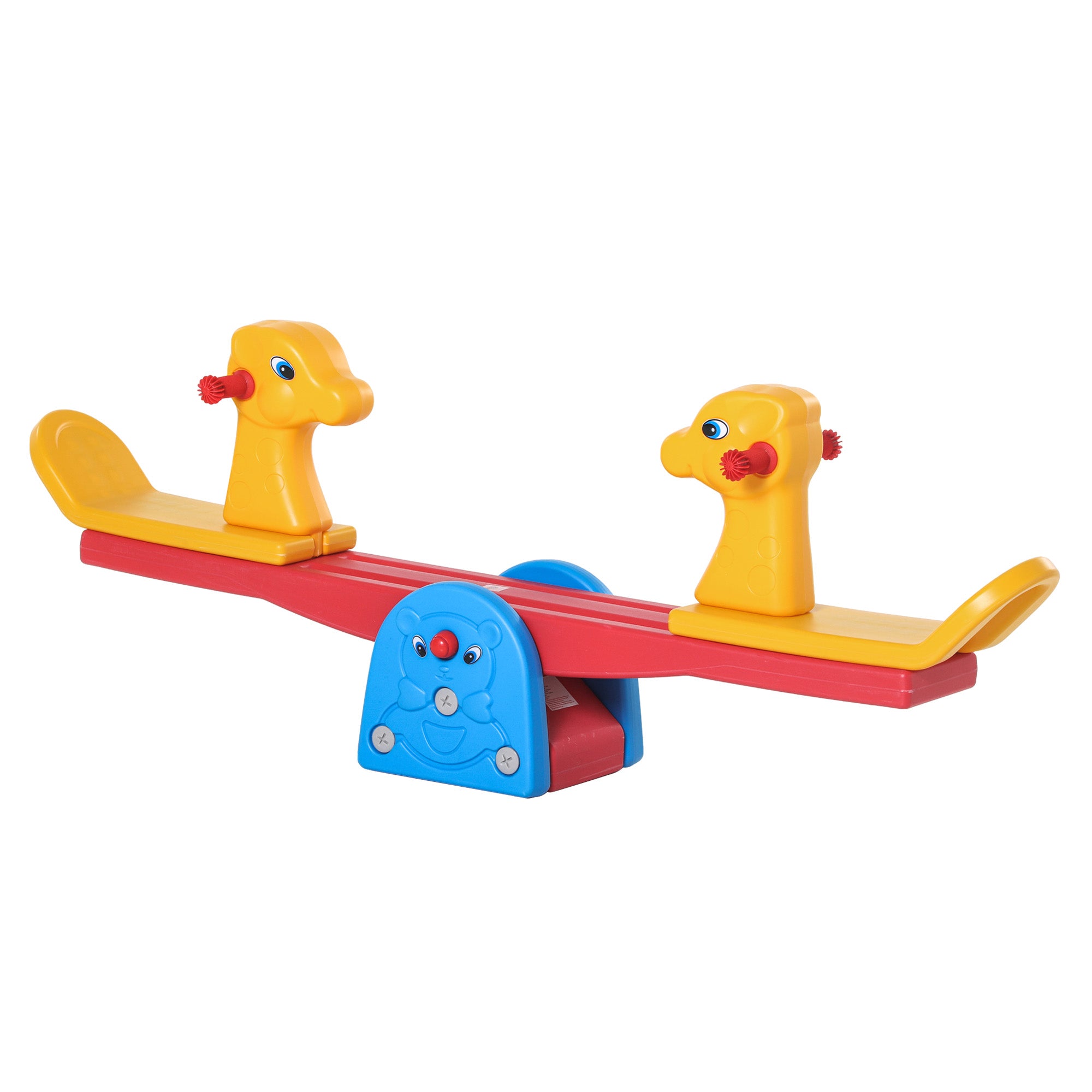 Kids Seesaw Safe Teeter Totter 2 Seats with Easy-Grip Handles Indoor Outdoor Living Room Playroom Backyard Equipment, for 12-48 Months, Multicolor Gym Sets & Swings multi-colored, yellow, red, blue at Gallery Canada