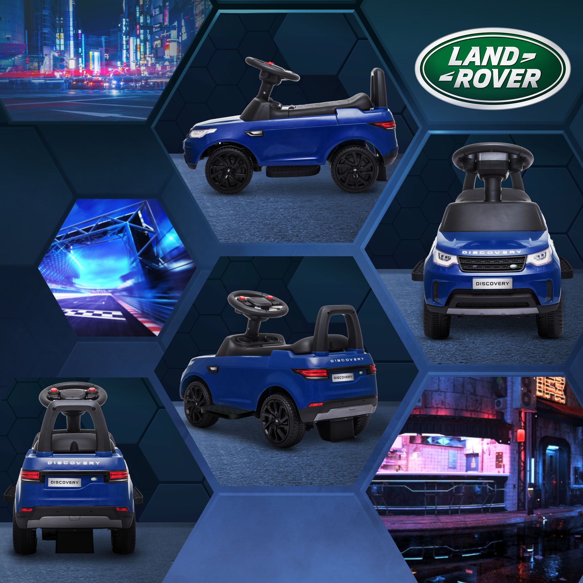 2 in 1 6V Land Rover Licensed Electric Car for Kids, Sliding Car with Music Horn Headlights, for 18-60 Months Blue Electric Toy Cars at Gallery Canada
