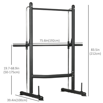 Adjustable Squat Rack with Pull Up Bar and Barbell Bar, Multi-Function Weight Lifting Half Rack for Home Gym Strength Training Power Towers Silver and Black  at Gallery Canada