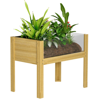 Wooden Raised Garden Bed with Acrylic Panels, Raised Planter Box with Drainage Holes, 29.5" x 18.1" x 23.8" Raised Garden Beds at Gallery Canada