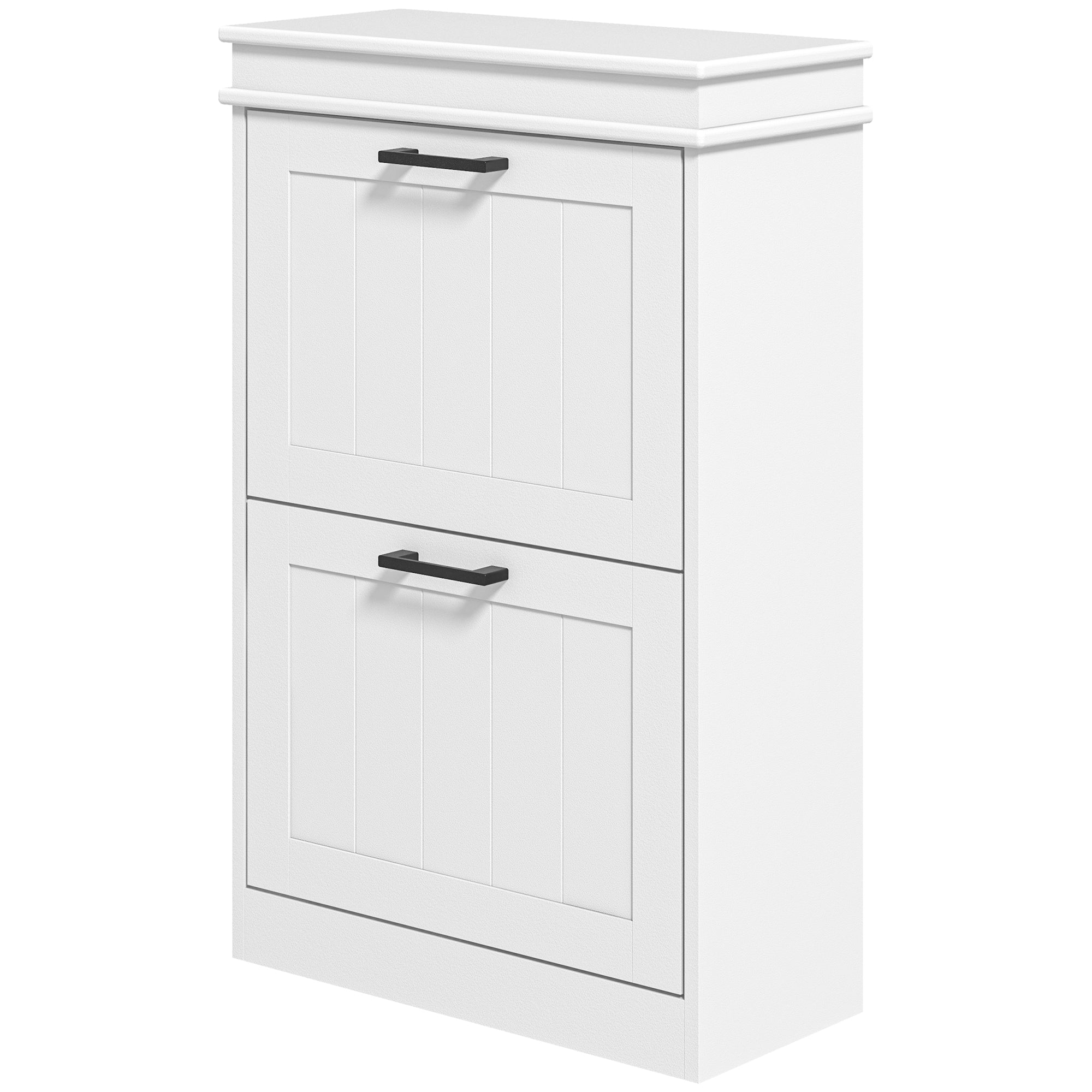 Shoe Storage Cabinet with 2 Flip Drawers and Adjustable Shelves, Narrow Shoe Cabinet for 10 Pairs of Shoes, White Shoe Storage Cabinets & Racks White  at Gallery Canada