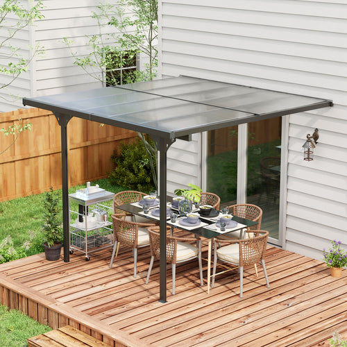 10' x 10' Outdoor Hardtop Pergola Gazebo with Polycarbonate Roof Adjustable Height, Aluminum Frame, UV Protection, Grey