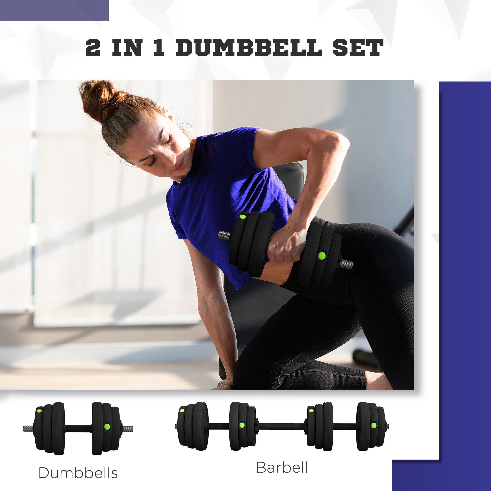 55LBS 2-in-1 Adjustable Barbell &; Dumbbells Set, Weights Set with Non-slip Handles for Men and Women Home Gym Training Dumbbells & Barbells at Gallery Canada