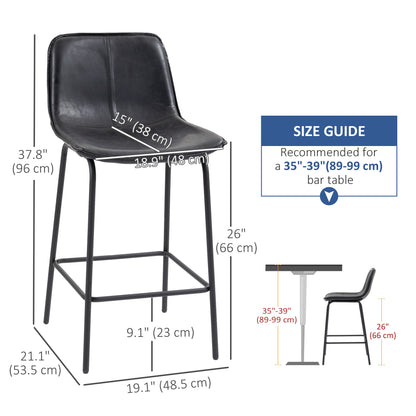 Bar Stools Set of 2, Upholstered Counter Height Bar Chairs, Kitchen Stools with Steel Legs Bar Stools   at Gallery Canada