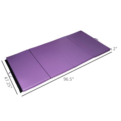 4ft x 8ft x 2inch Tri-Fold Gymnastics Tumbling Mat Exercise Mat with Carrying Handles for MMA, Martial Arts, Stretching, Core Workouts, Purple Gymnastics Mats   at Gallery Canada