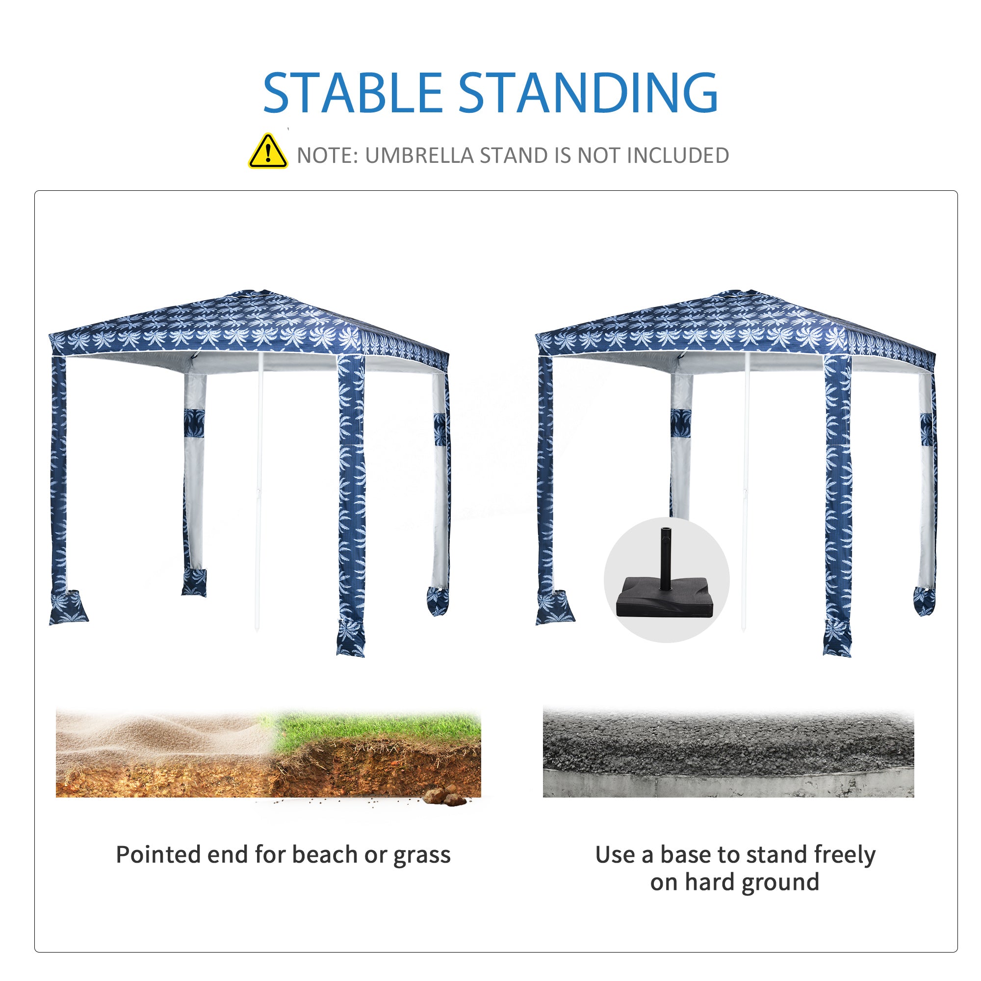Beach Umbrella, 6.5' Easy-Assembly Sun-Shade Shelter with Sandbags and Carry Bag, Cool UV50+, Dark Blue Beach Umbrellas at Gallery Canada