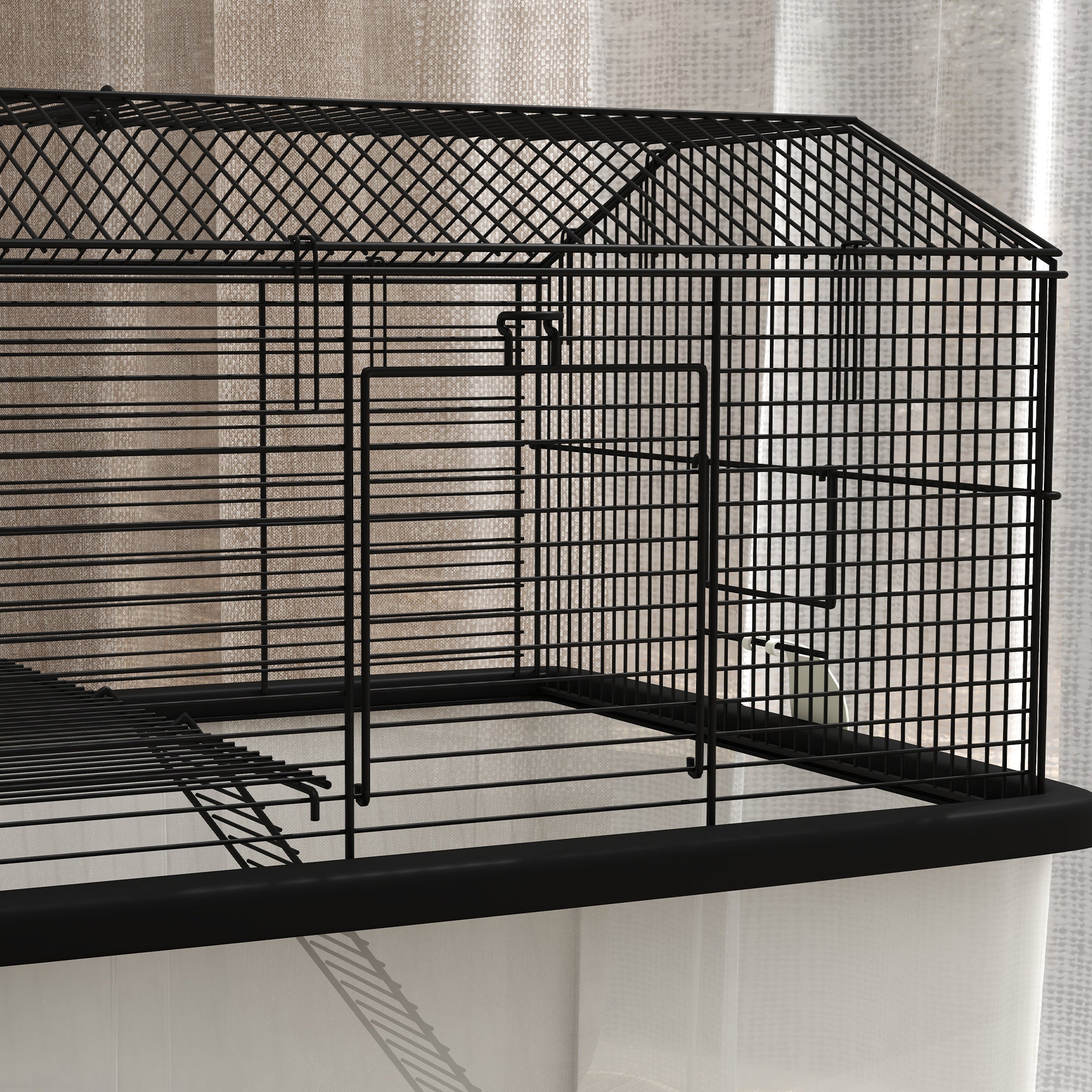 Hamster House Gerbil Habitat for Dwarf Hamster, Syrian Hamster with Wheels, Detachable Bottom - Black Hamster Cages   at Gallery Canada