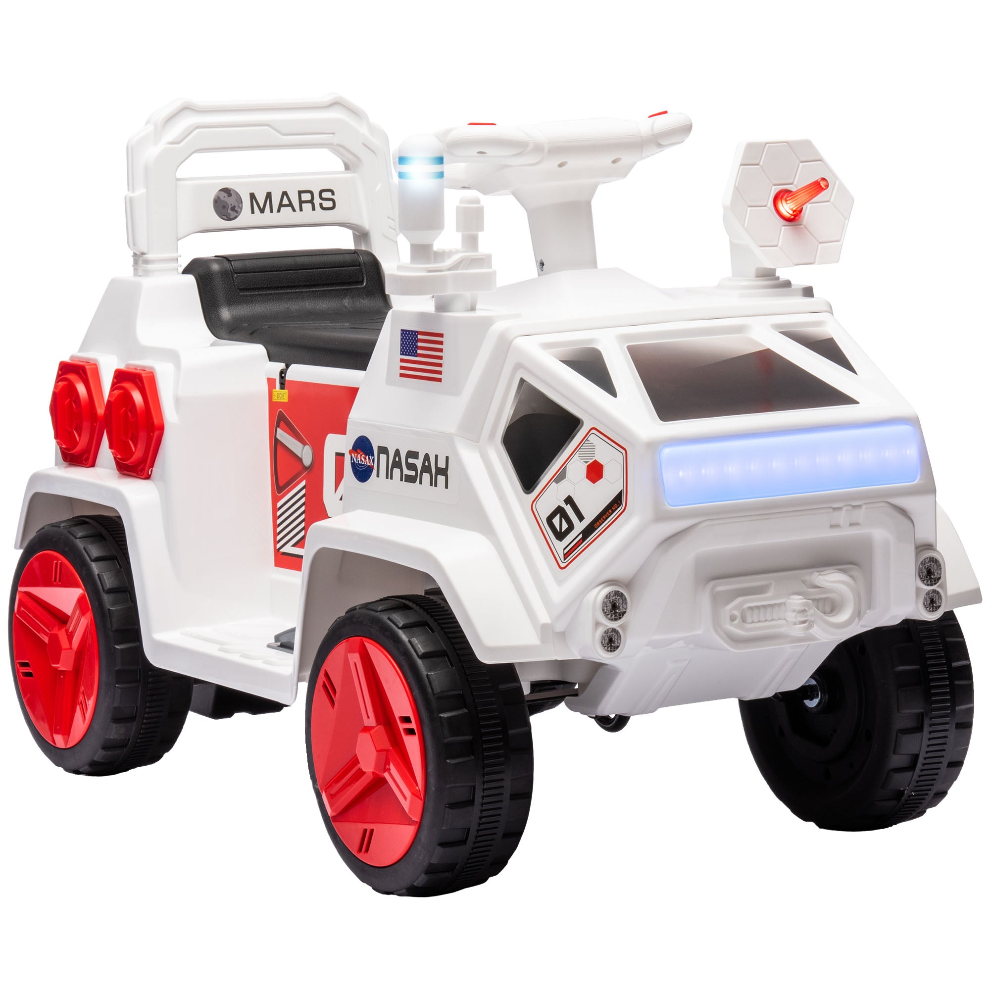 6V Mars Rover Electric Car for Kids with Sci-Fi Sounds, Lights, MP3, for Ages 3-5, White Electric Toy Cars   at Gallery Canada