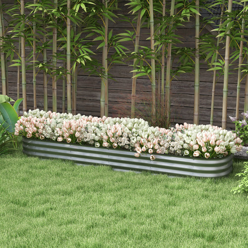 7.9 x 2 x 1ft Galvanized Raised Garden Bed Kit, Metal Planter Box with Safety Edging, Silver