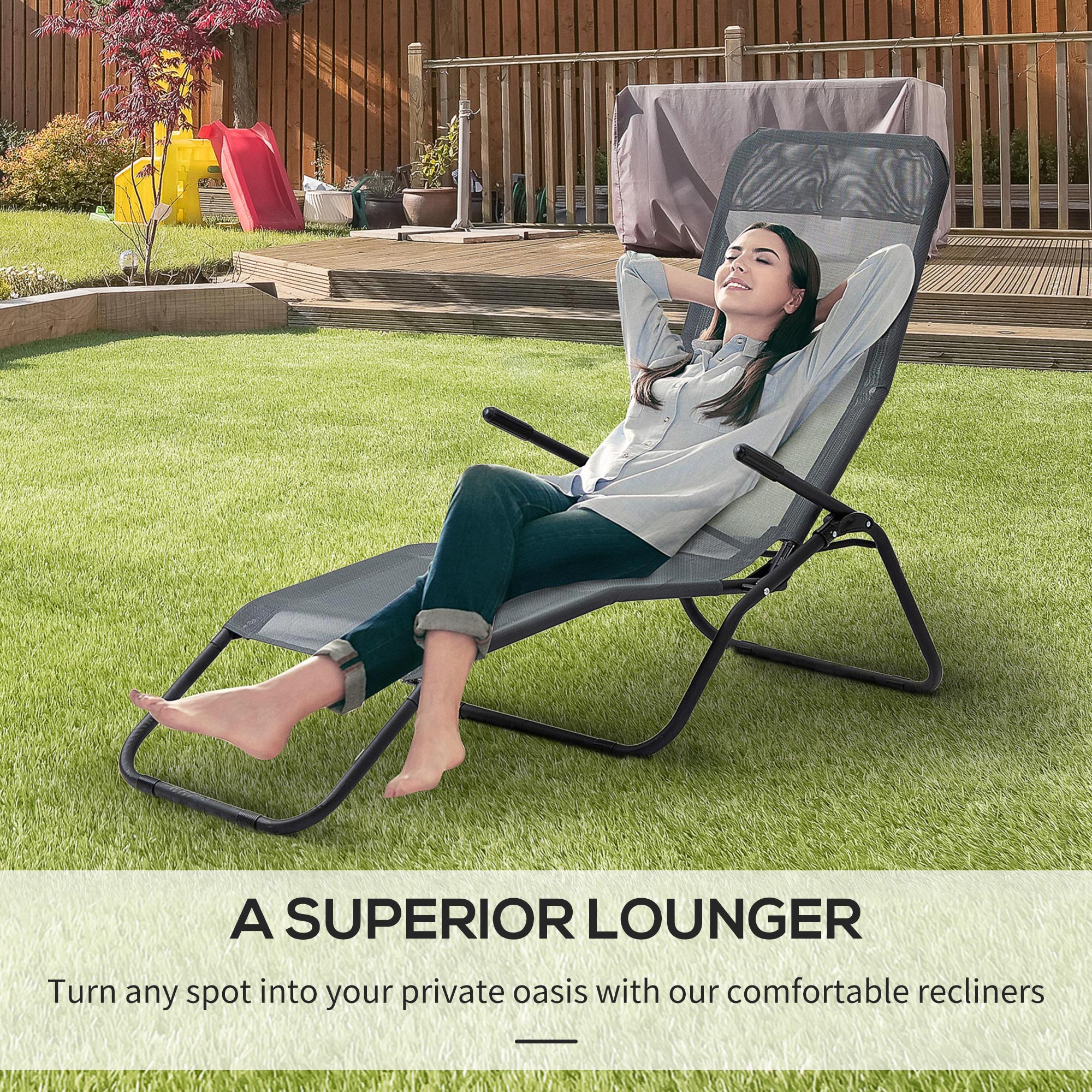 Zero Gravity Reclining Patio Lounge Chair with Footrests and Armrests, Grey Lounger Chairs   at Gallery Canada