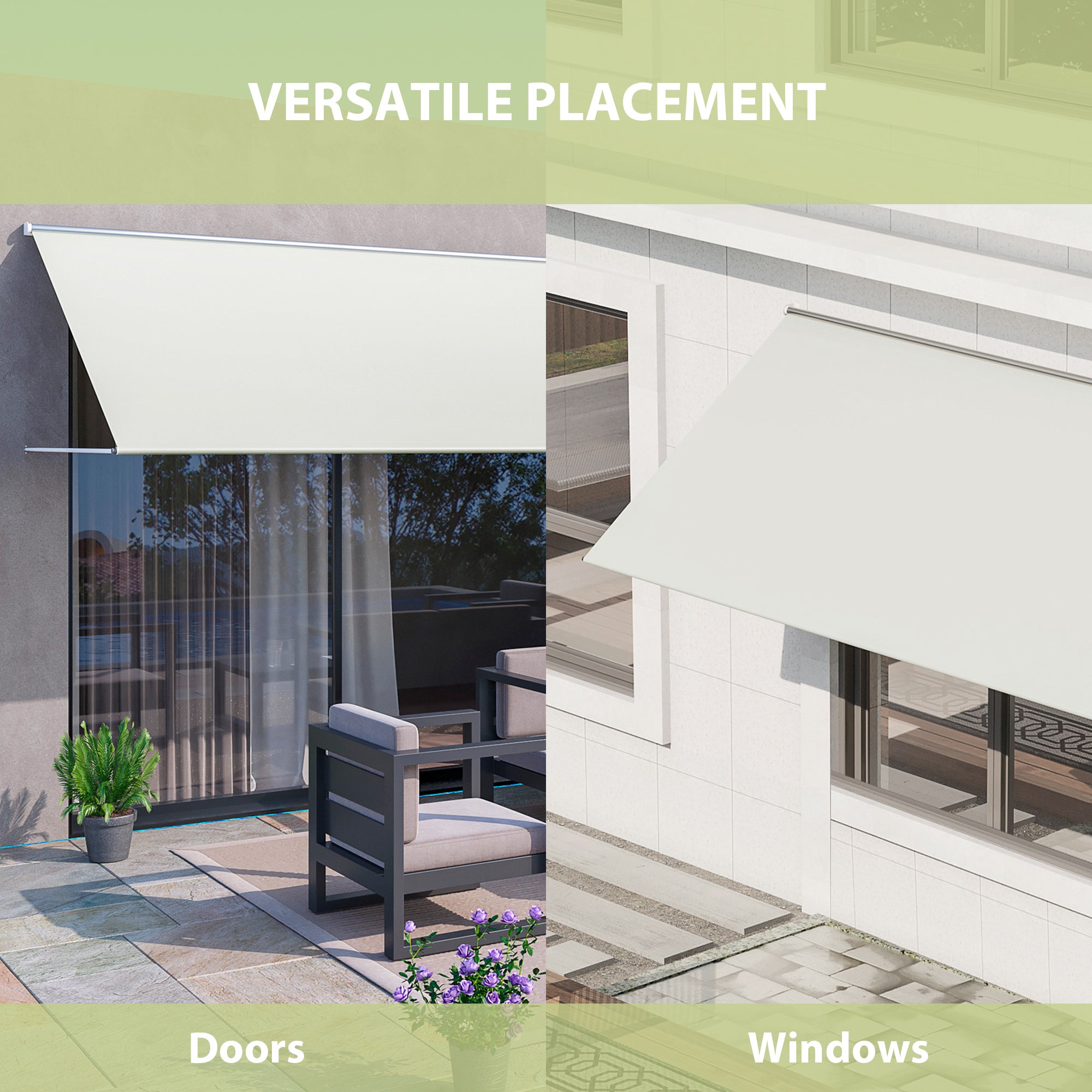 13' x 4' Retractable Awning, Garden Awnings for Doors and Windows with Easy Chain Operation and UV30+ Fabric, Sun Canopies for Patio, Deck, Balcony, and Yard, Beige Window Awnings at Gallery Canada