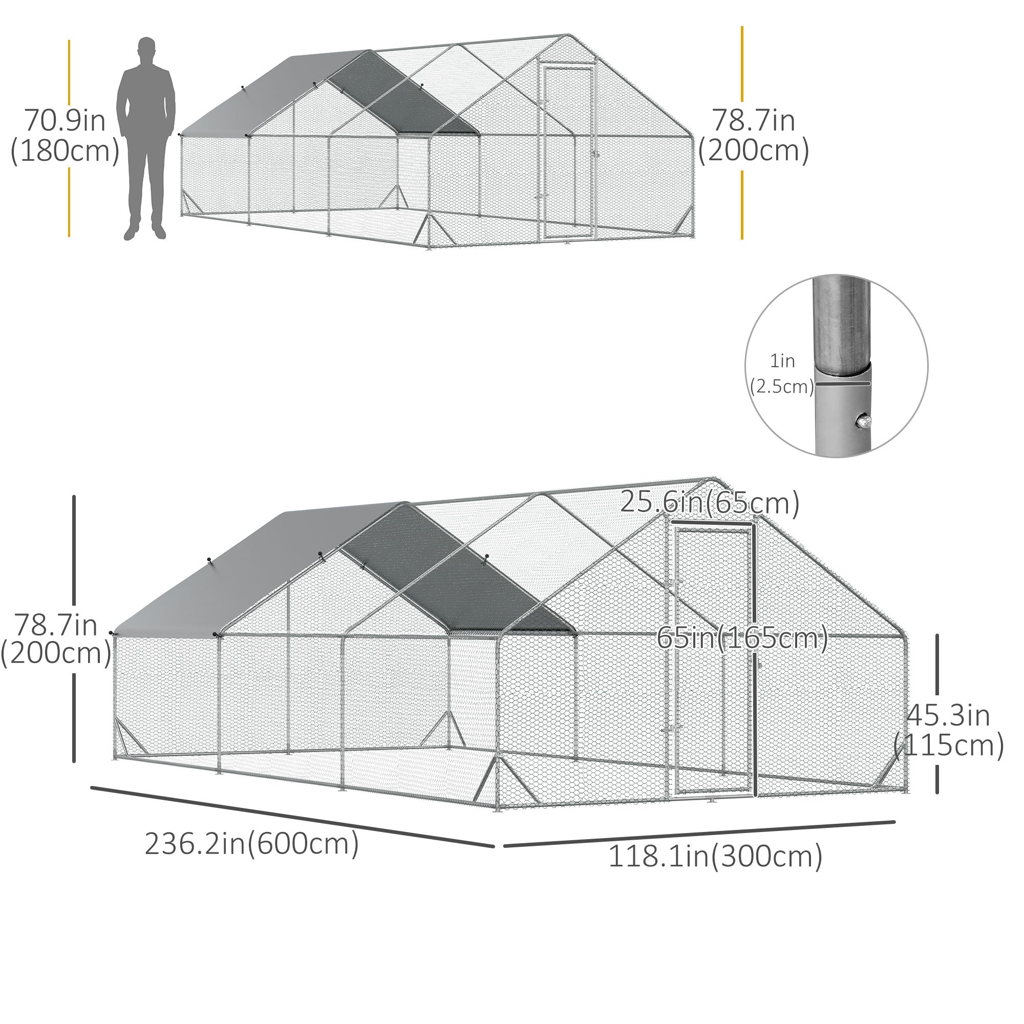 9.8' x 19.7' x 6.6' Chicken Coop Cage, Outdoor Hen House w/Cover &; Lockable Door Chicken Coops   at Gallery Canada