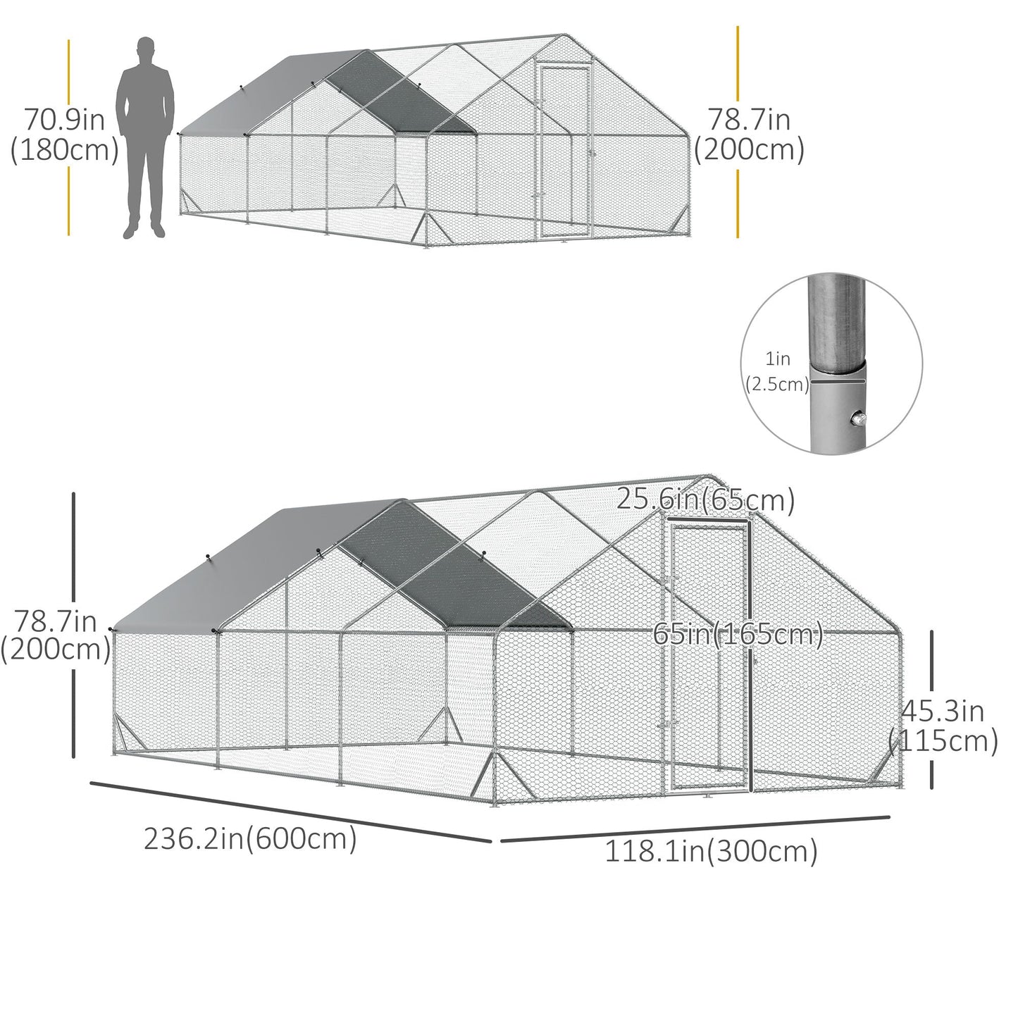 9.8' x 19.7' x 6.6' Chicken Coop Cage, Outdoor Hen House w/Cover &; Lockable Door Chicken Coops   at Gallery Canada