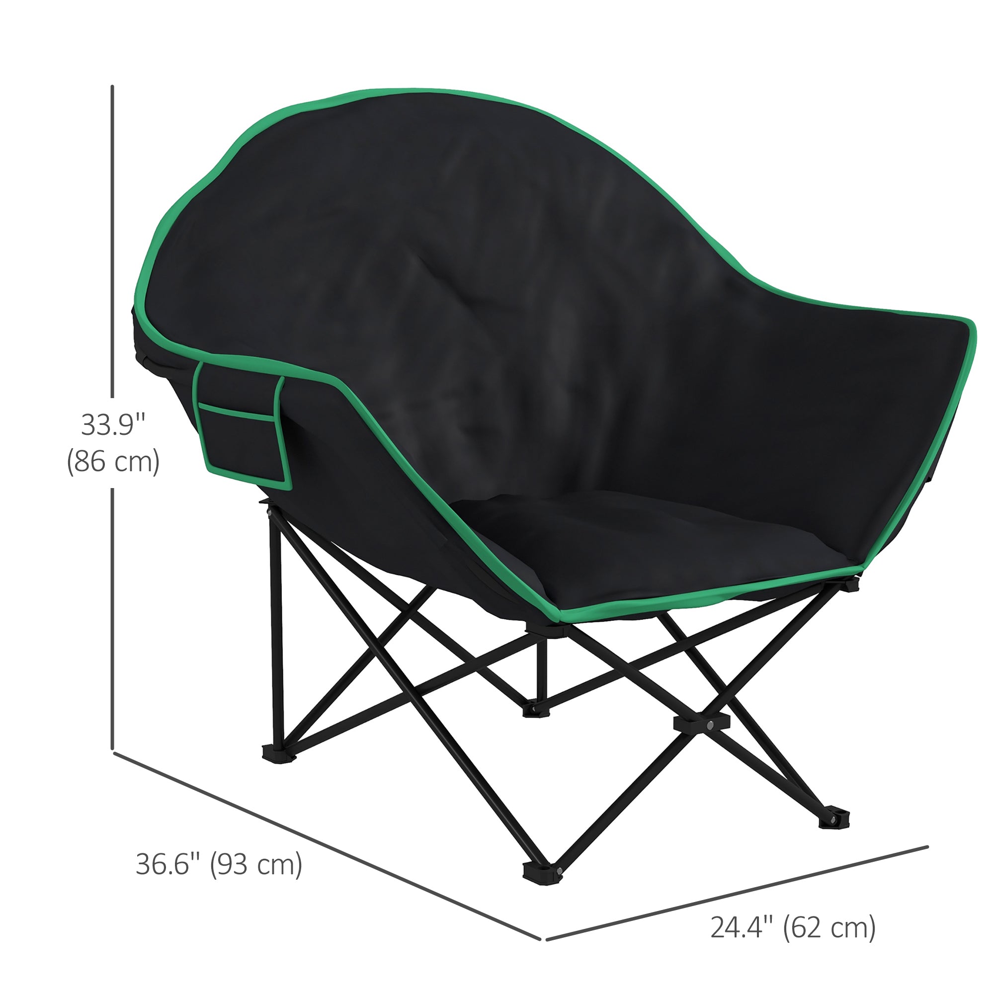 Foldable Camping Chair Padded Moon Saucer Chair with Carry Bag, Storage Pocket for Outdoor, Beach, Picnic, Hiking, Fishing, Travel Picnic Tables & Camping Chairs at Gallery Canada