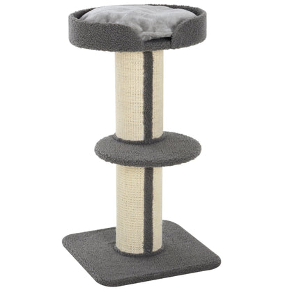 Cat Tree Kitty Tower with Sisal Mat Scratching Post, Cat Bed, Cushion, Perch, 18" x 18" x 36", Grey Cat Towers Grey  at Gallery Canada