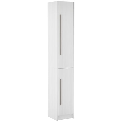 Freestanding Tall Bathroom Storage Cabinet with Adjustable Shelves, Bathroom Organizer, White Wood Grain Bathroom Cabinets   at Gallery Canada