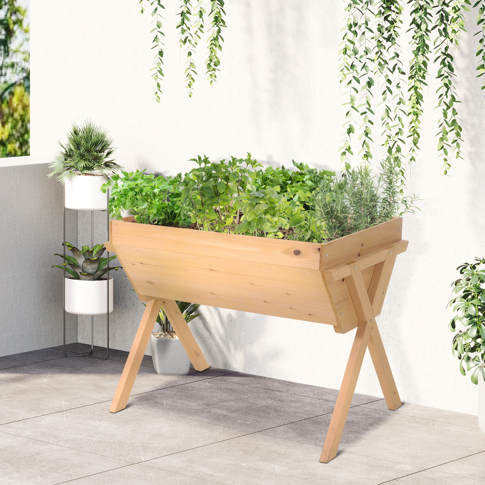 39'' x 28'' Raised Garden Bed with Legs, Elevated Wooden Planter Box with Bed Liner for Vegetables, Flowers Herbs, Backyard Patio Balcony Use Elevated Garden Beds at Gallery Canada