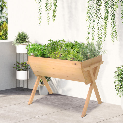 39'' x 28'' Raised Garden Bed with Legs, Elevated Wooden Planter Box with Bed Liner for Vegetables, Flowers Herbs, Backyard Patio Balcony Use