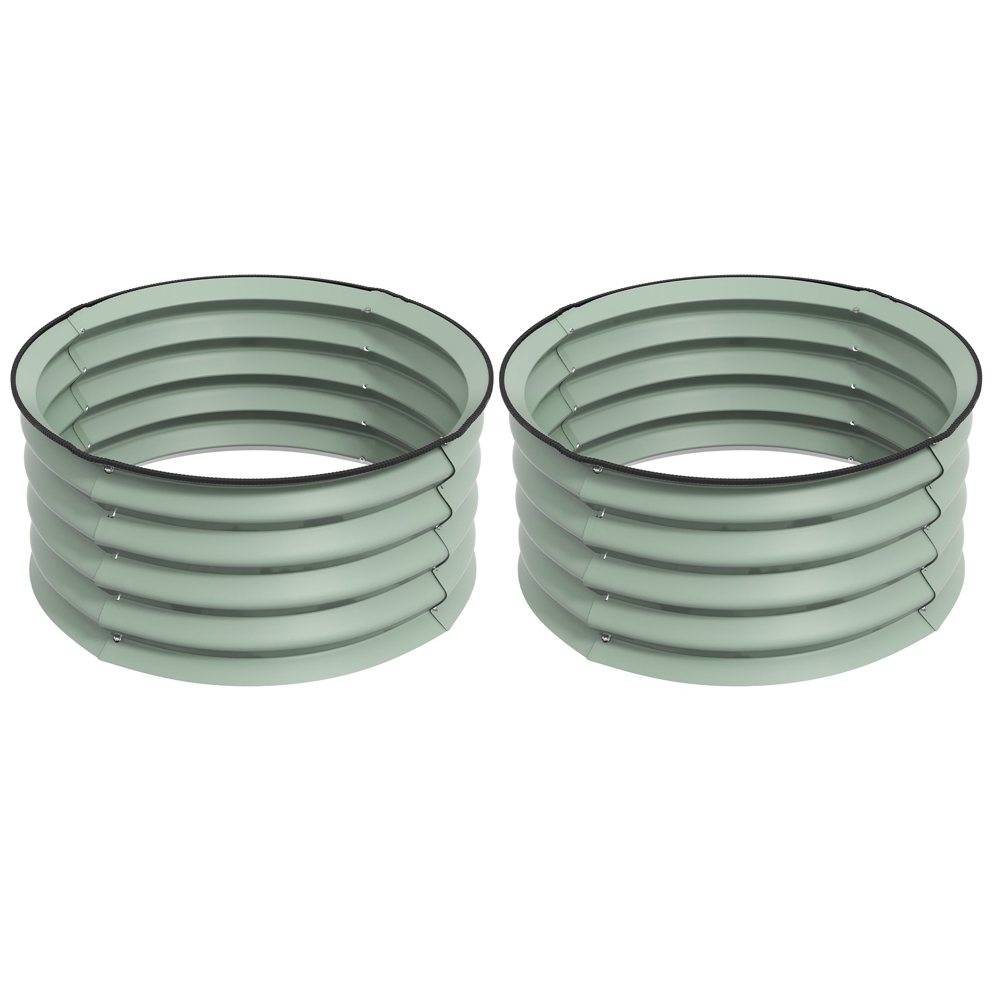 Set of 2 Raised Garden Bed, Metal Planter Box with Safety Edging, Easy-to-assemble Stock Tank, Green Raised Garden Beds Green at Gallery Canada