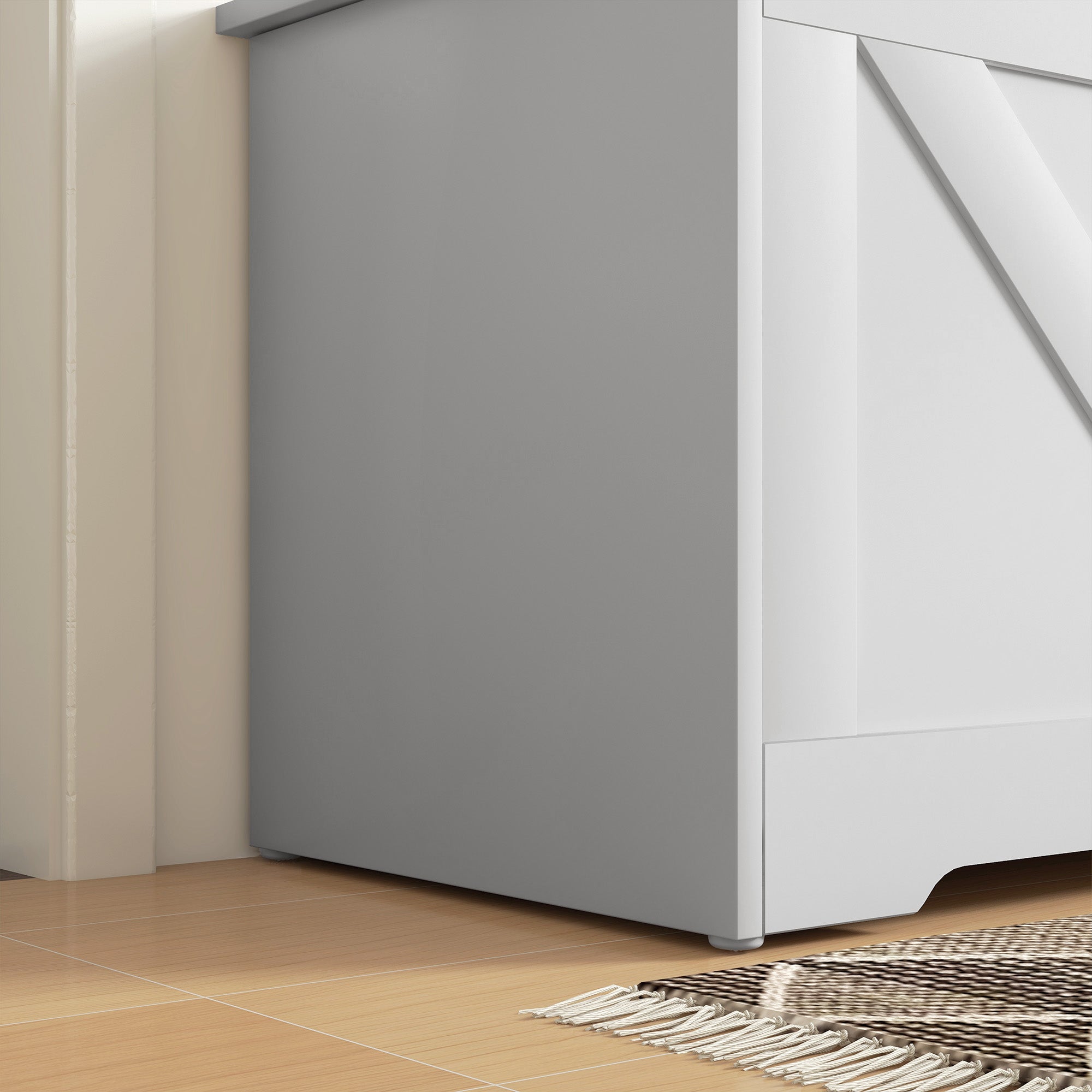 39.4 Inches Storage Chest, Storage Trunk with 2 Safety Hinges, Wooden Box for Living Room, White Wood Grain Storage Cabinets at Gallery Canada