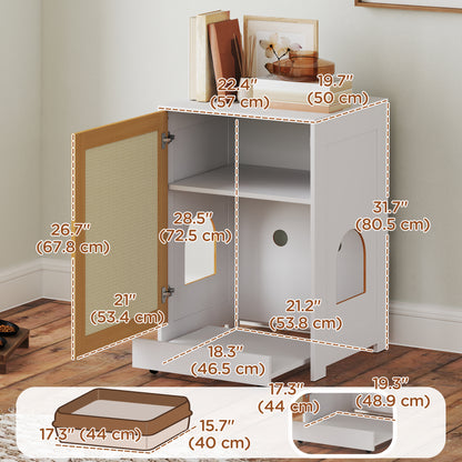 Cat Litter Box Enclosure, Hidden Litter Box Furniture with Pull-Out Tray, Storage Cabinet, Scratching Mat, Oak Cat Litter Box Enclosures   at Gallery Canada