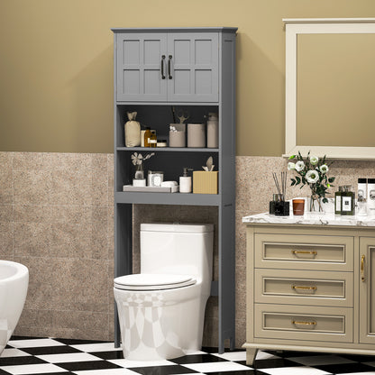 Modern Over The Toilet Storage, Bathroom Cabinets Over Toilet with Open Shelves and Double Door Cabinet, Grey Bathroom Cabinets   at Gallery Canada