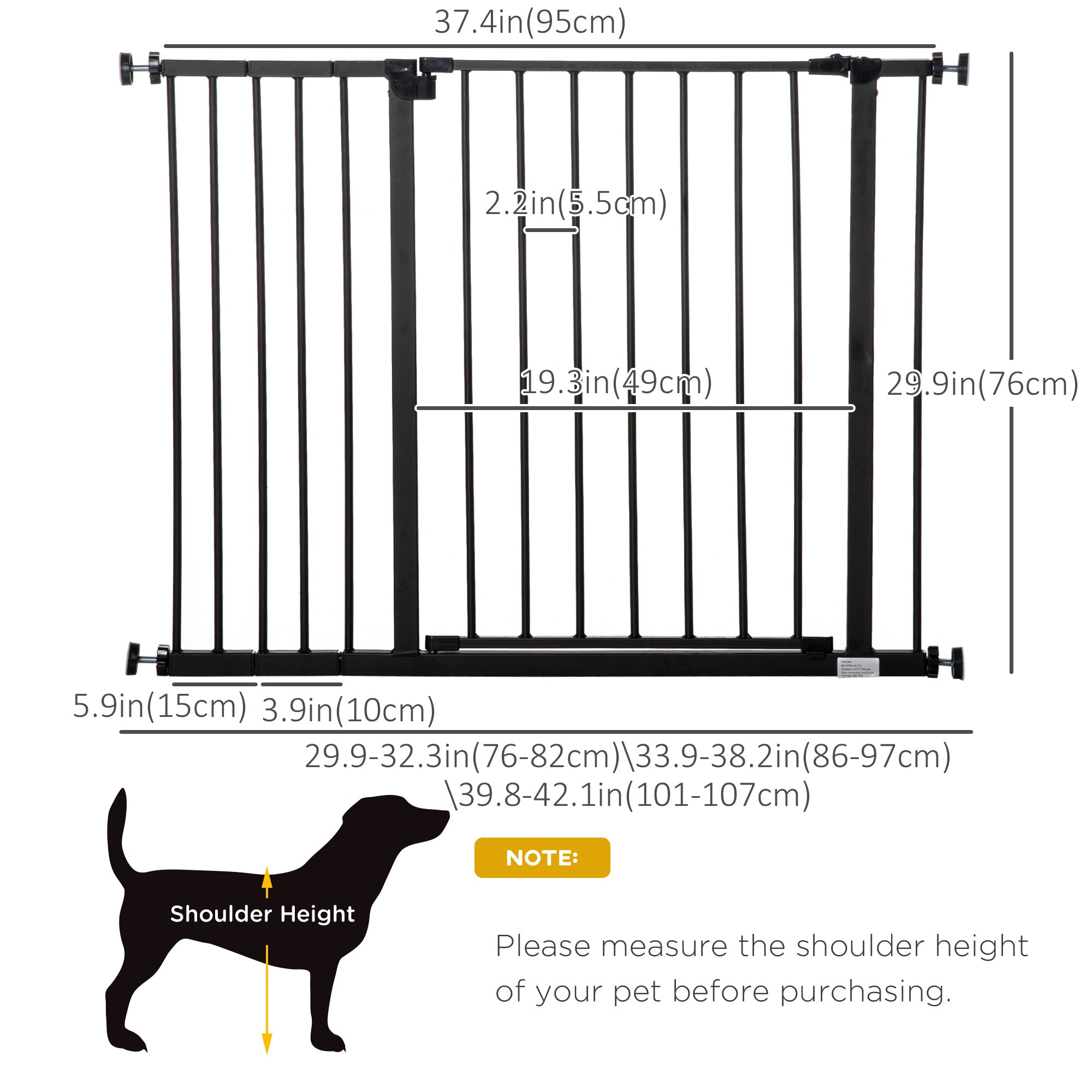 Pressure Fit Dog Gate Pet Barrier for stairs doorway, 29.9''- 42.1'' Width Black Houses, Kennels & Pens at Gallery Canada