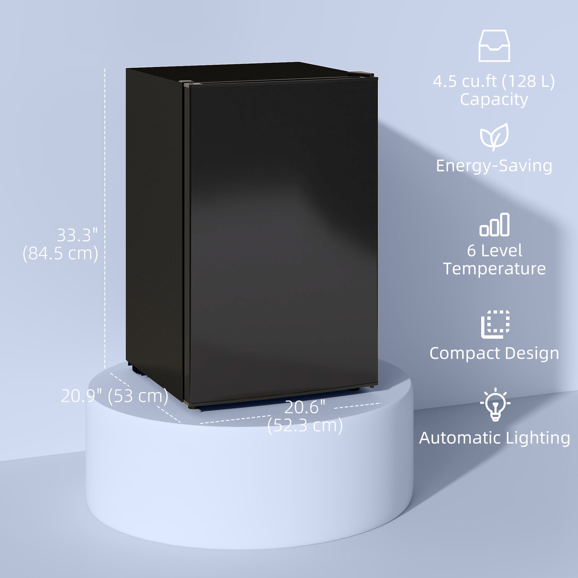 4.5 Cu Ft Mini Fridge with Freezer, Wheels, Single Door Refrigerator, Adjustable Thermostat, Reversible Door, Black Small Kitchen Appliances at Gallery Canada