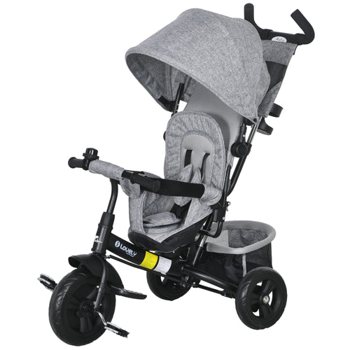 6 in 1 Tricycle for Toddler 1-5 Years with Parent-Push Handle, Grey