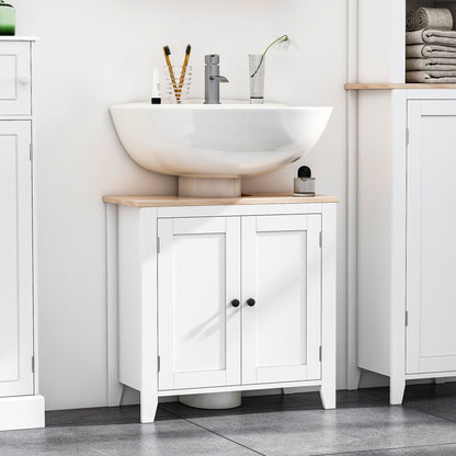 Bathroom Sink Vanity Unit, Under Sink Bathroom Cabinet with U-Shape Design and Adjustable Shelf, White Bathroom Cabinets   at Gallery Canada