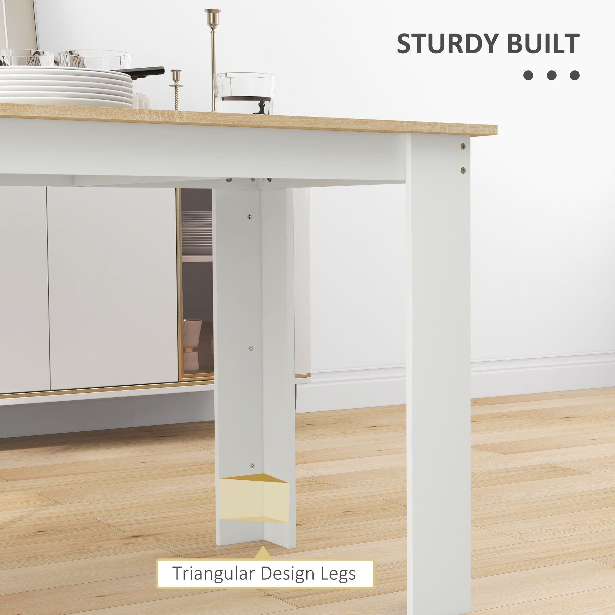 Kitchen Table for 4-6 People, Dining Table with Veneered Top for Dining Room, Oak Bar Tables at Gallery Canada
