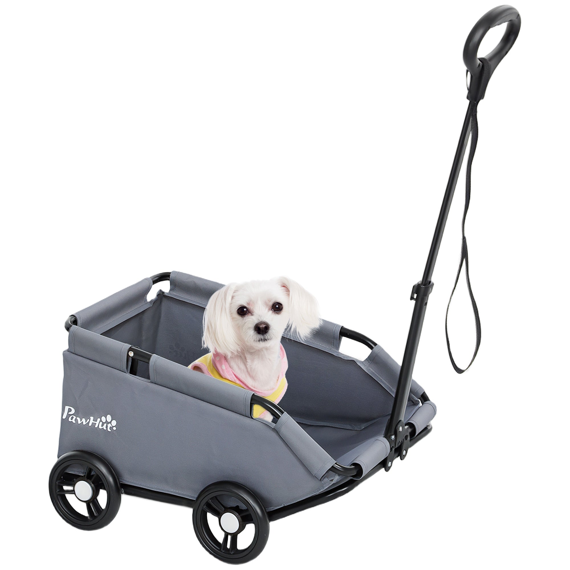 4 Wheels Folding Lightweight Pet Stroller with Universal Handle Rod, Storage Bag, Washable Cushion for Miniature Dogs Dog Bike Trailers & Strollers at Gallery Canada