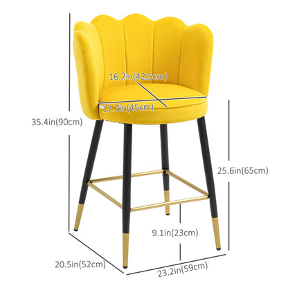 Bar Stools Set of 2 Modern Counter Height Bar Stools with Back, Footrest for Home Kitchen, 23.2"x20.5"x35.4", Yellow Bar Stools   at Gallery Canada