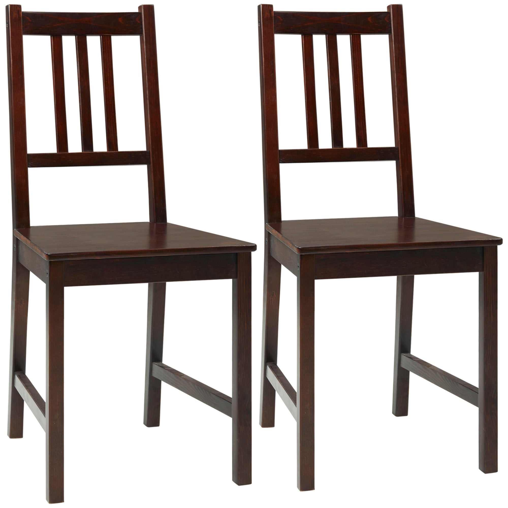 Wooden Dining Chairs Set of 2, Kitchen Chairs with Slat Back, Solid Structure for Living Room and Dining Room, Coffee Bar Stools Coffee  at Gallery Canada