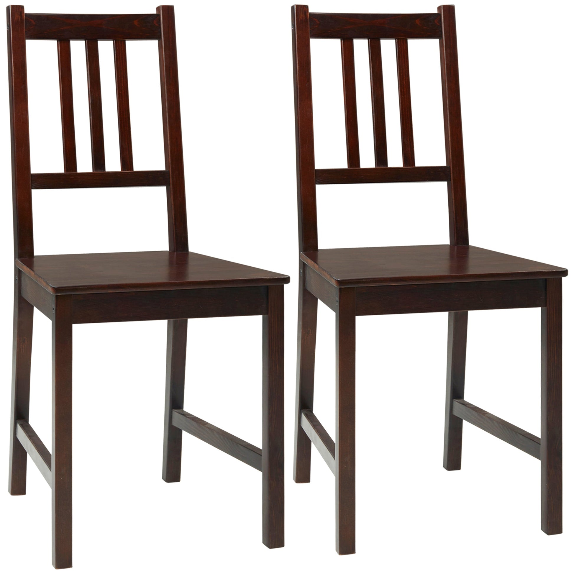 Wooden Dining Chairs Set of 2, Kitchen Chairs with Slat Back, Solid Structure for Living Room and Dining Room, Coffee Bar Stools Coffee  at Gallery Canada