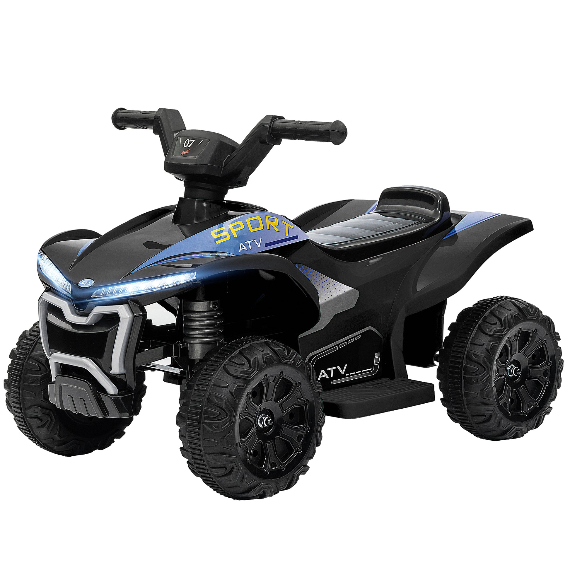 Kids ATV, 6V Battery Powered Electric Vehicle with Headlights, Forward/Reverse Switch, 4 Wheeler Ride On Toy for 18-36 Months, Black Electric Ride On Toys   at Gallery Canada