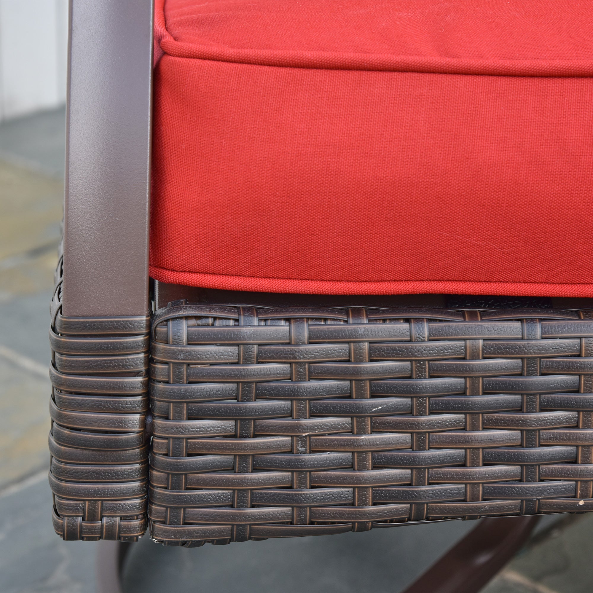 4 PCS Patio PE Rattan Wicker Sofa Set Outdoor Conversation Furniture w/ Two Tier Tea Table &; Cushions, Red Patio Furniture Sets at Gallery Canada