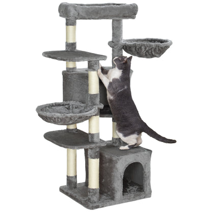 52.5" Cat Tree Tower with Scratching Posts, Cat Condos, Bed, Platforms, Hammocks, for Indoor Cats, Grey Cat Towers   at Gallery Canada