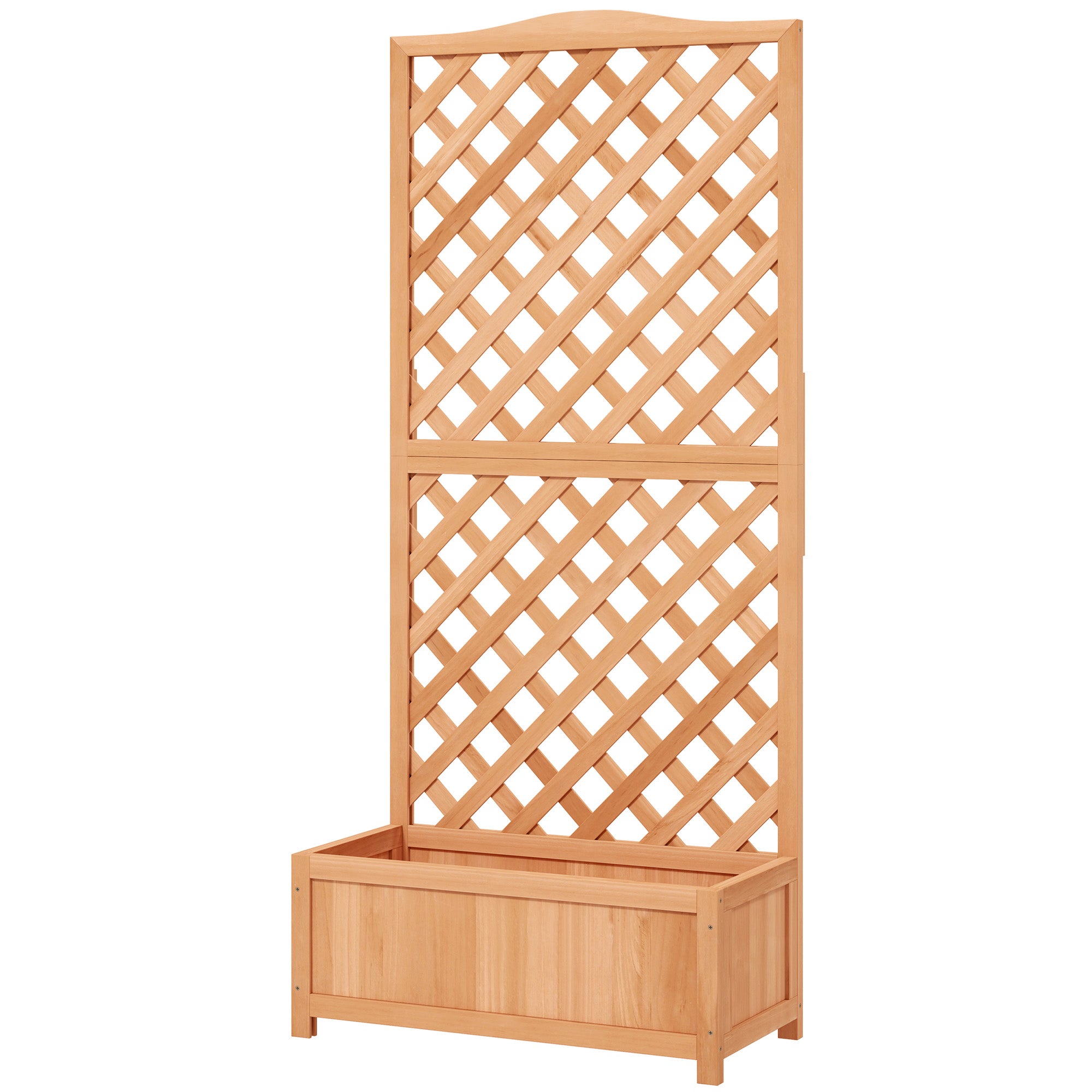 Wood Planter with Trellis for Vine Climbing, Raised Garden Bed to Grow Vegetables for Backyard, 30