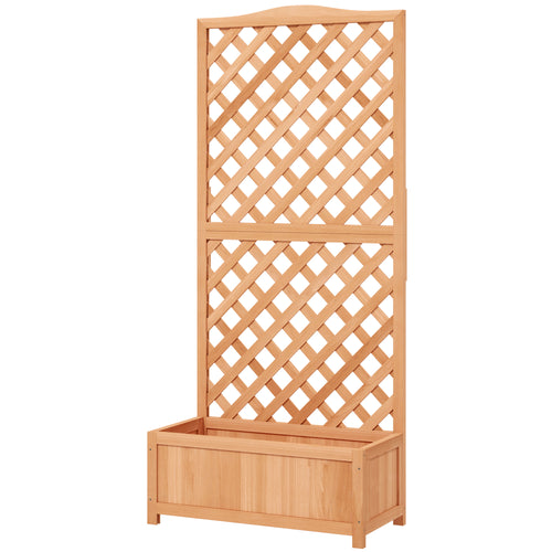 Wood Planter with Trellis for Vine Climbing, Raised Garden Bed to Grow Vegetables for Backyard, 30