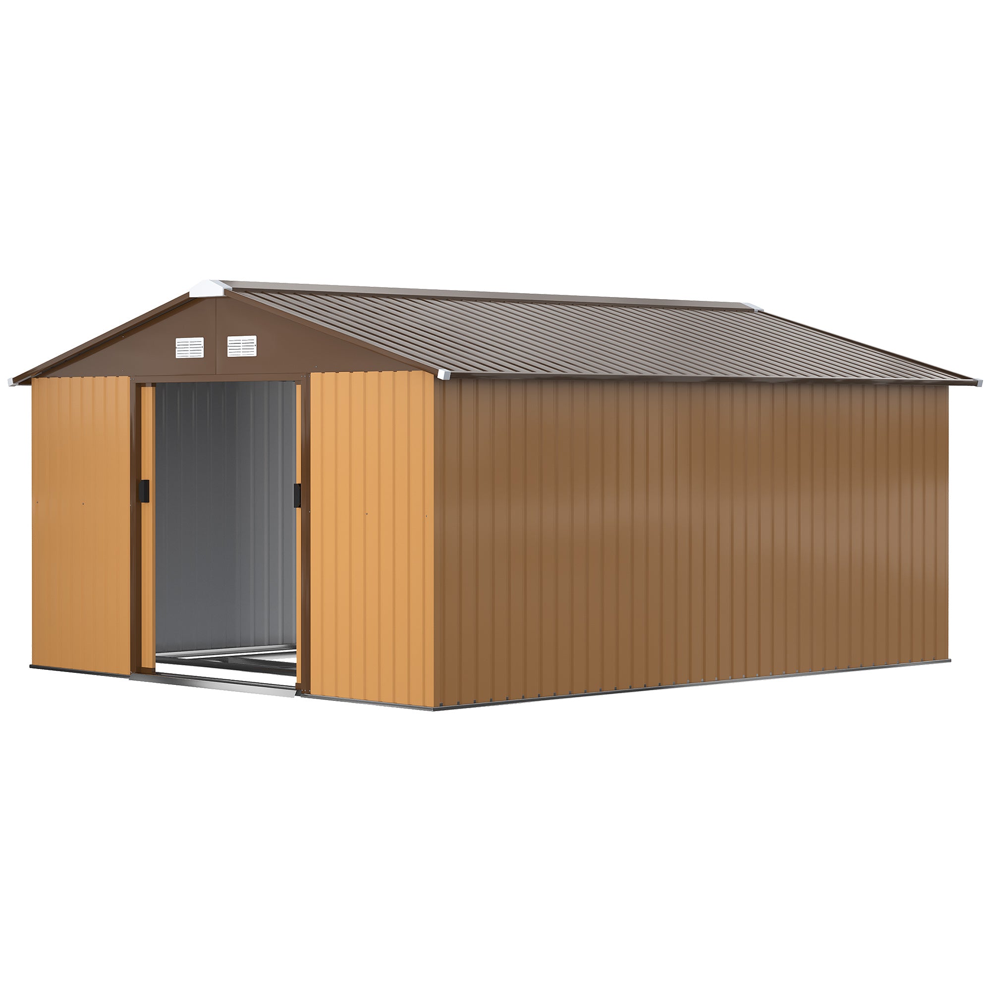 11' x 13'Garden Storage Shed w/ Foundation Kit Metal Tool Storage House w/ Double Doors Yellow Sheds at Gallery Canada