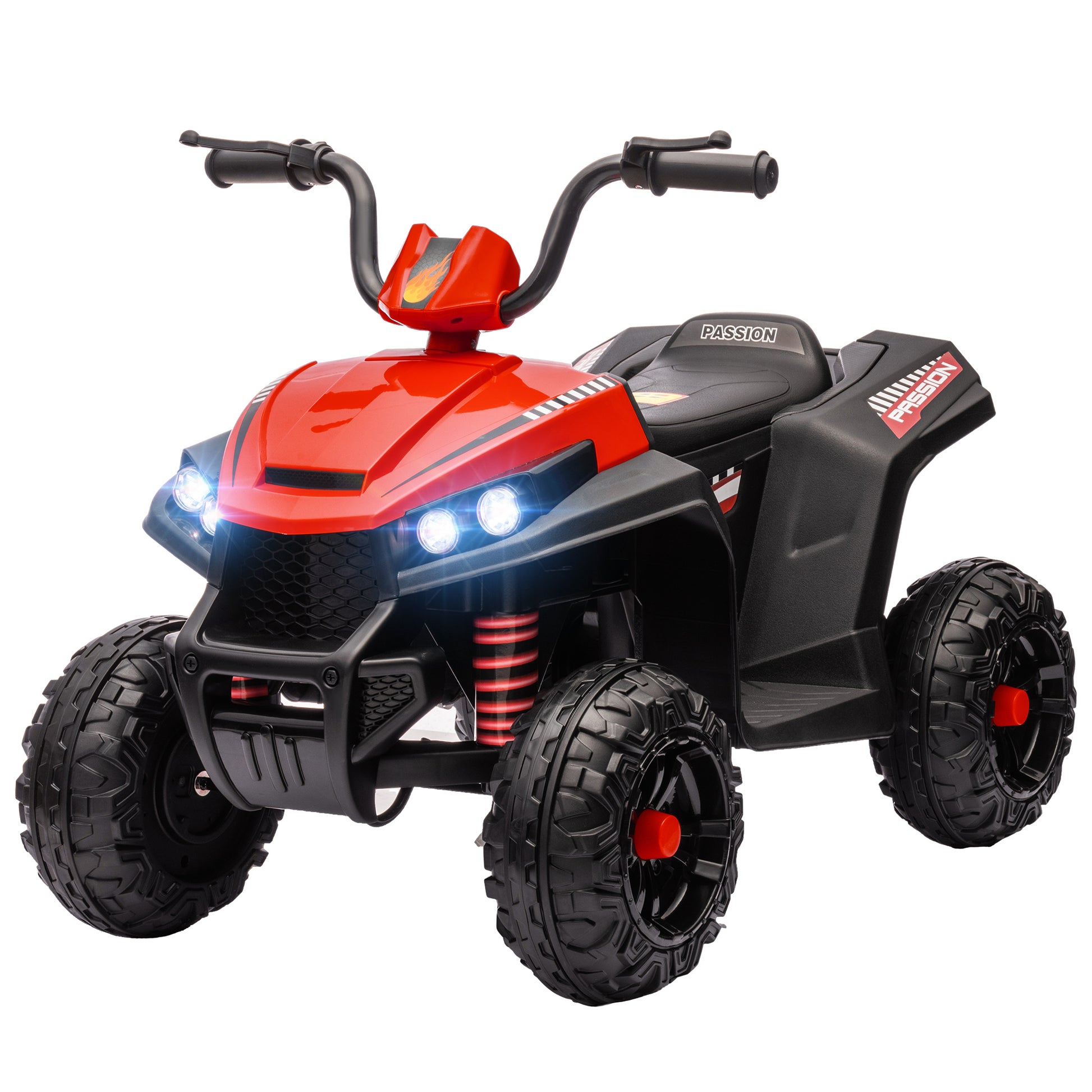 12V Kids ATV with Four Wheels Spring Suspension, Forward &; Backward, LED Light, MP3, Music, Red Electric Ride On Toys   at Gallery Canada