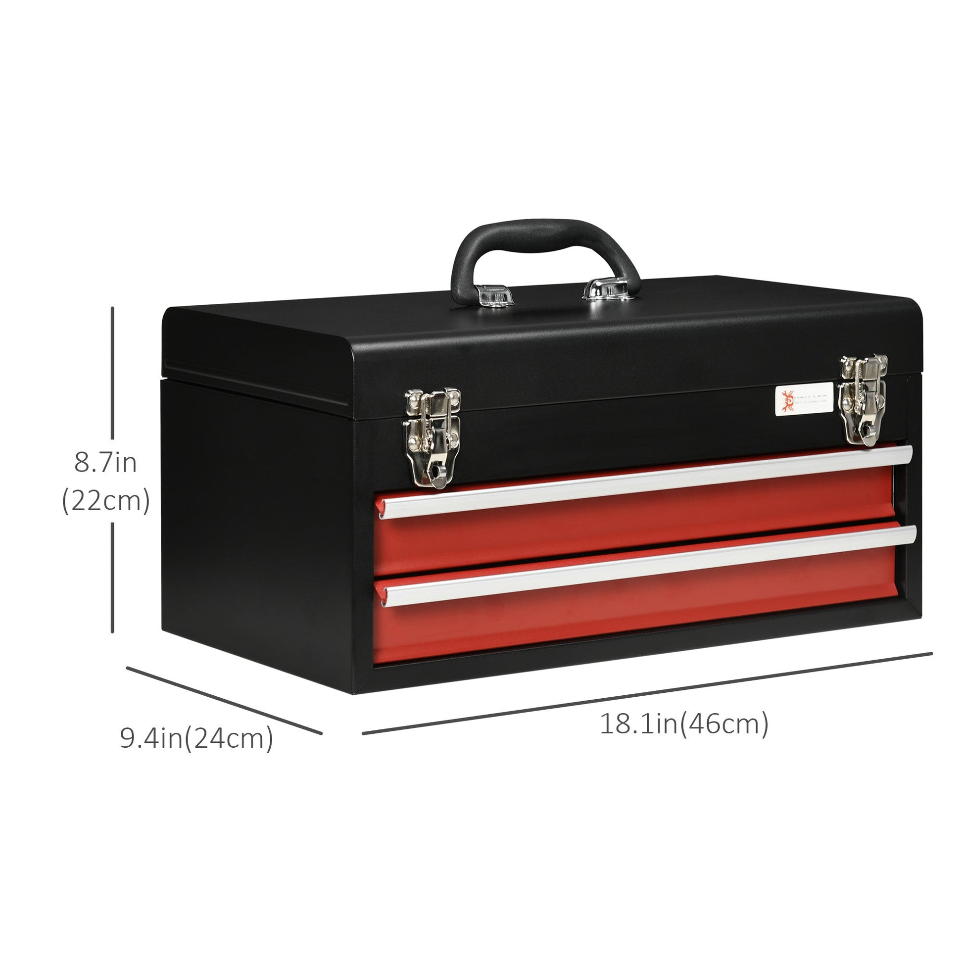 8.7" Tall Portable Metal Tool Box with Metal Latch Closure, 2 Drawer Tool Chest with Ball-bearing Slider for Garage, Household and Warehouse, Red Tool Organizers   at Gallery Canada